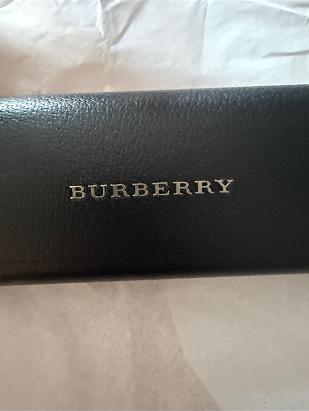 Burberry Black Leather Glasses Case with Silver Logo